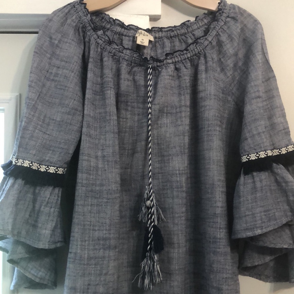 Style & Co Medium boho blue bell sleeve dress.